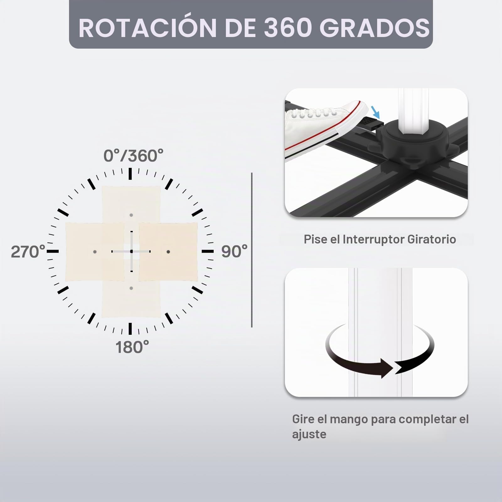 TRIUMPHKEY Sombrilla para balcón de aluminio con manivela, impermeable, protección solar UV50+, rotación de 360 °, Grau Doble Techo, 300 * 400 cm