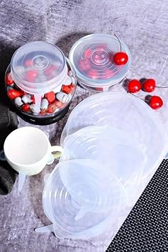 Smartizi 6'lı Silikon Streç Kapak Seti - Süper Esnek, Sızdırmaz ve Yeniden Kullanılabilir Sağlıklı Gıda Koruyucu