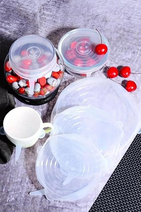 Smartizi 6'lı Silikon Streç Kapak Seti - Süper Esnek, Sızdırmaz ve Yeniden Kullanılabilir Sağlıklı Gıda Koruyucu