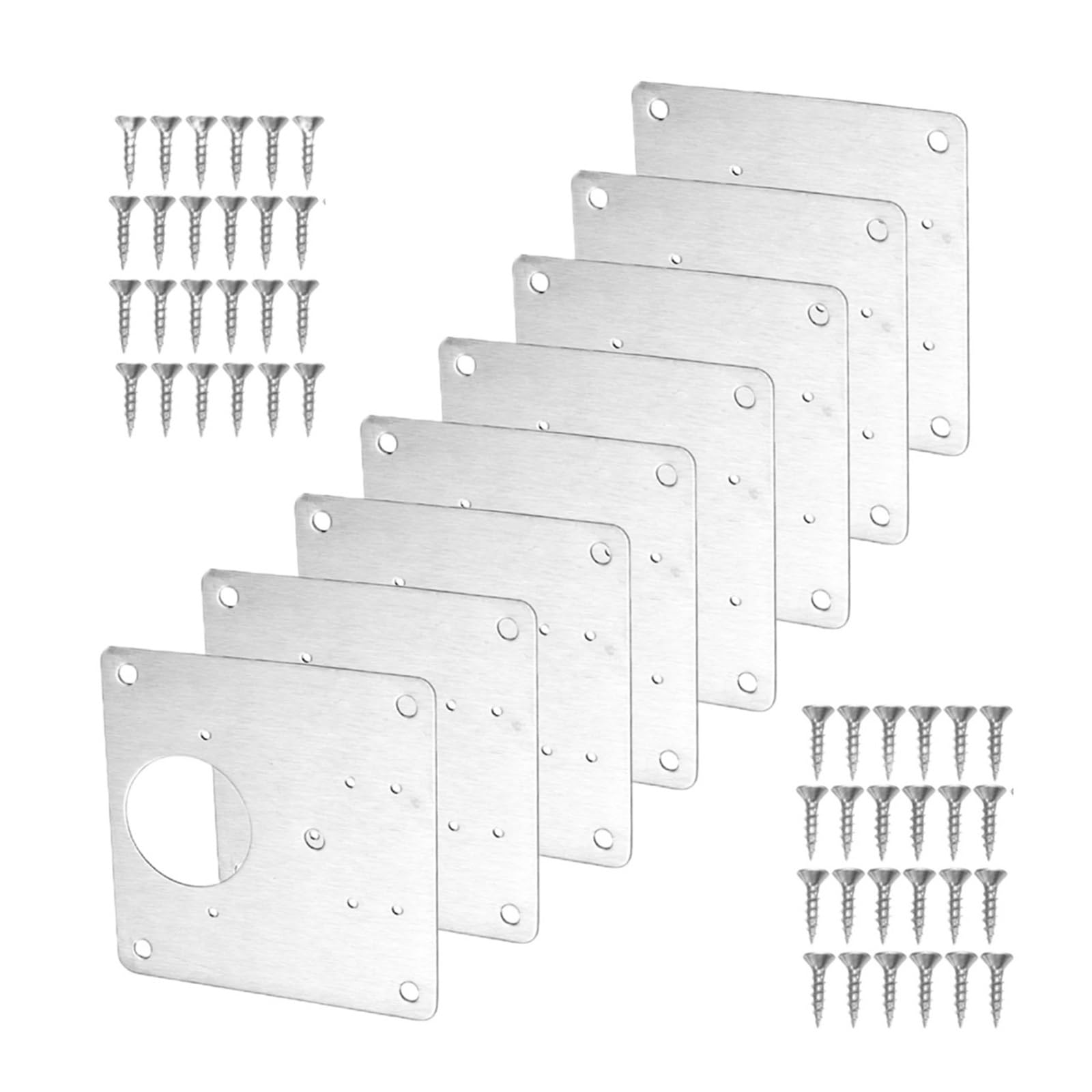 Plaque de reparation pour charnieres d'armoire en acier inoxydable, lot de 8 pieces