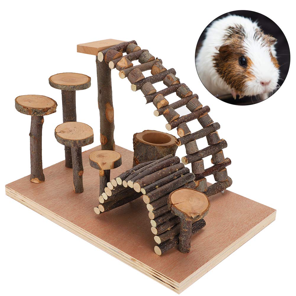 Kleine Haustier-Kletterleiter, natürliches Apfelholz, Fitness-Übungs-Futterspender, Kauspielzeug für Hamster (Apfelholzsäule Typ L)