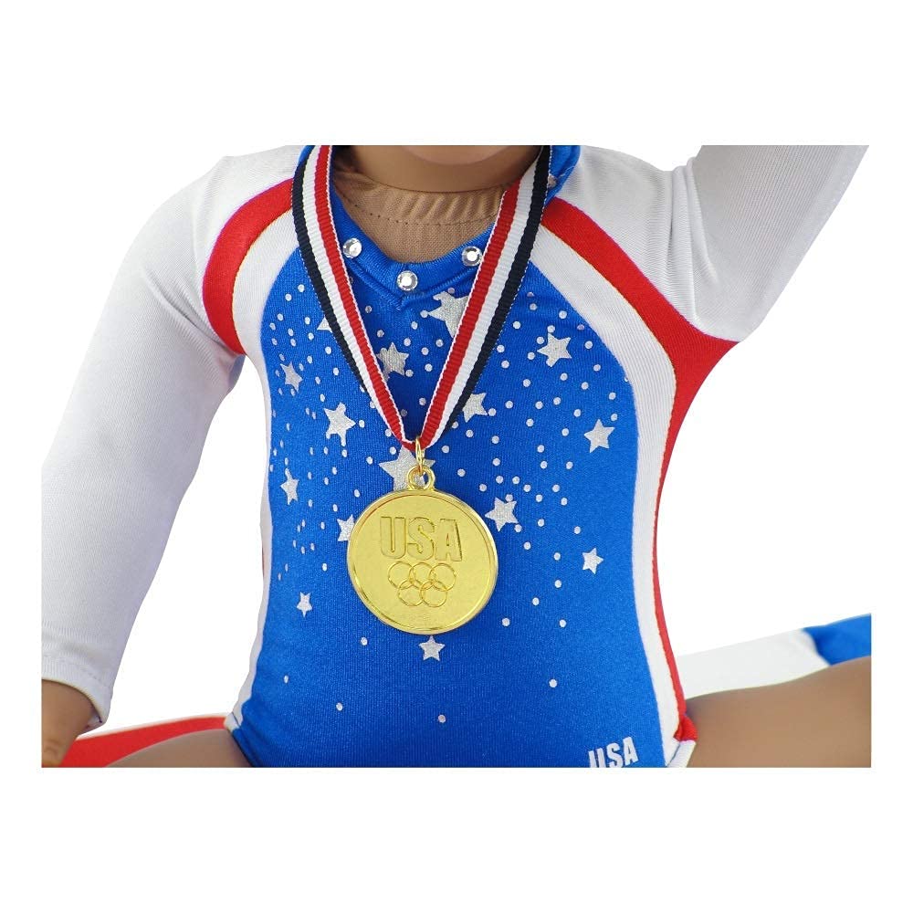 Emily Rose 18 Inch Doll Clothes 5PC Olympic Gymnastics Sports Set with Medal and Face Stickers, Gymnast Toy - Double Reinforced Stiching | Doll NOT Included | American Business