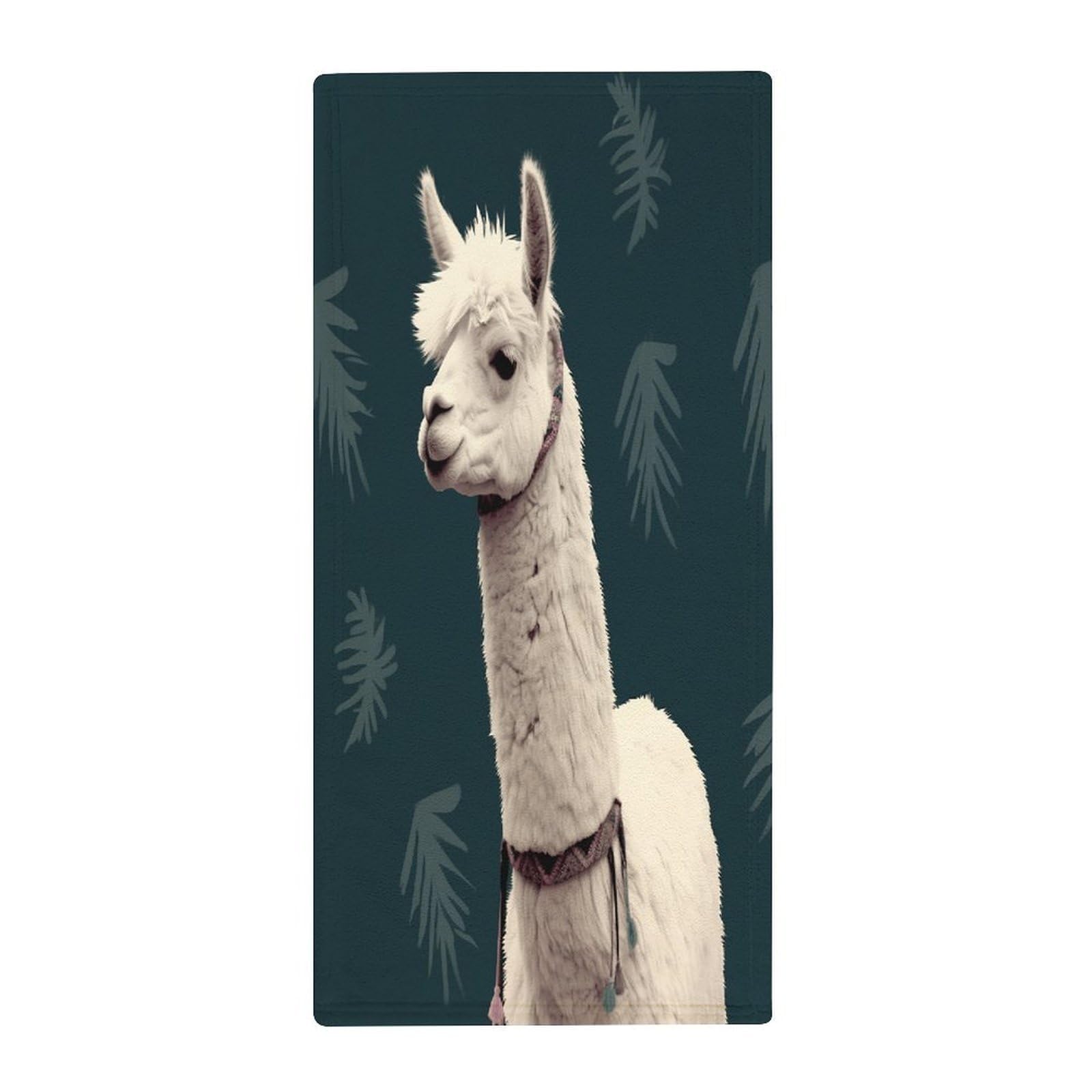 FekiLoot Alpaca Llama Hand Towels Coral Velvet Highly Absorbent Towel,Classic Luxury Printed Hand Towels Soft Hands Face Towel for Bathroom Kitchen Salon Workout 13.8 X 28.7 in