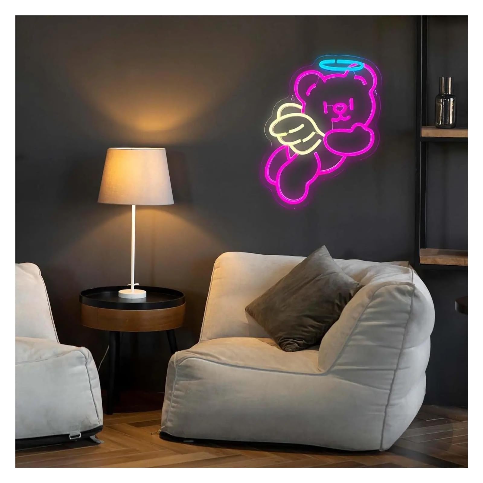 Luz de Diseño de Digital Lindo Oso Letrero De Neón Lámpara De Letrero Regulable Alimentada Por USB Para Pared, Sala De Estar, Fiesta Oficina, Bar Decoración Artística 32cm×38.5cm