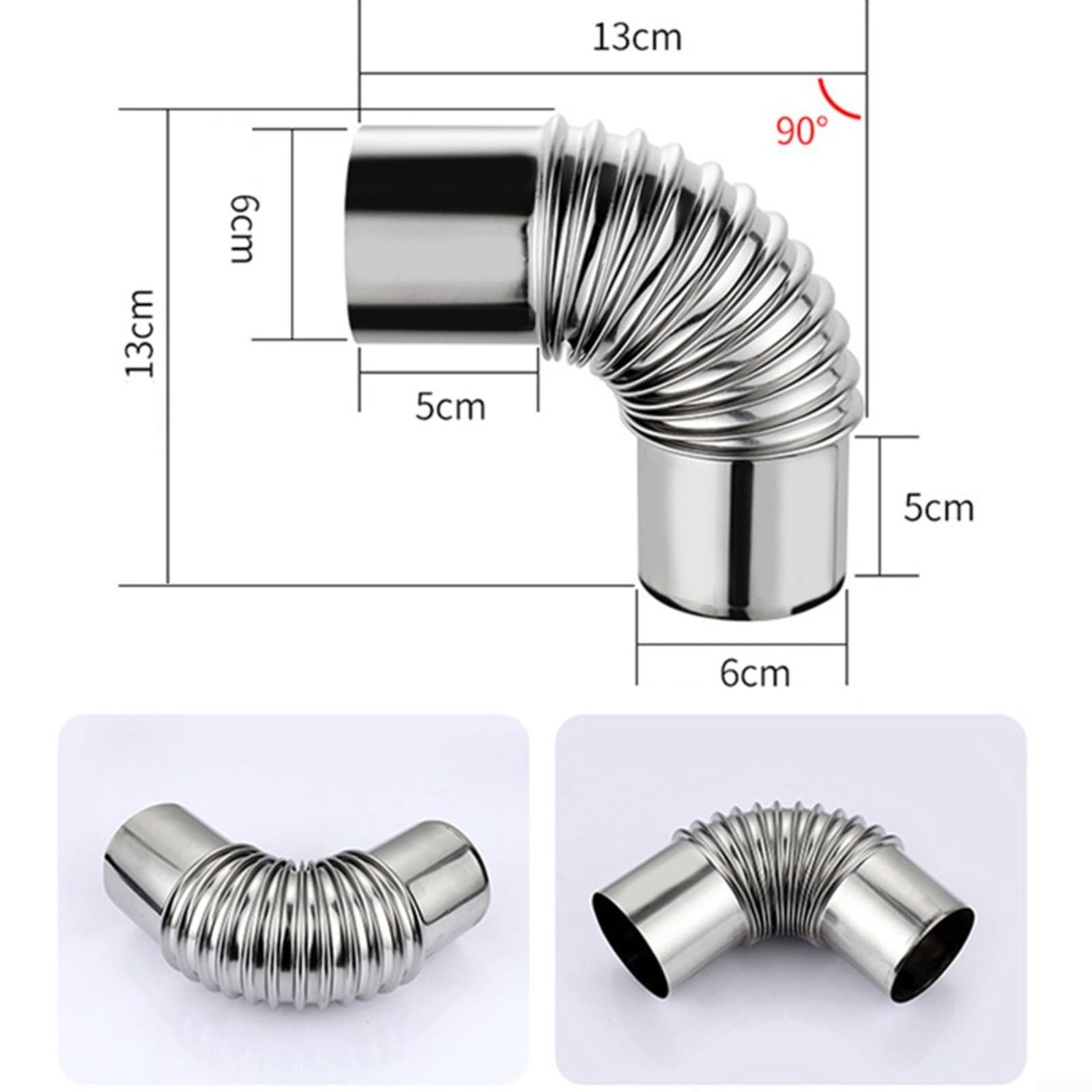 Tubo a gomito a 90° per stufa, ginocchia a gomito, resistente al calore, adatto per stufe e tubi di riscaldamento, 60/70/80 mm (80 mm)