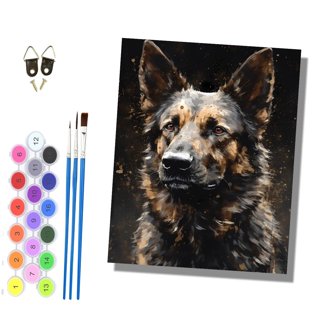 HONGPZH Paint by Number for Adults Beginner Canvas Choice for Birthday Anniversary or Any Festival Acrylic Painting Kit for Room Decor 16x20 inch Frameless Ink-Splatter Style Sheepdog