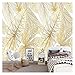 OPNIUNIU murimage Golden Tropical Plant Banane Feuille Murale Salon Étude Art Accueil Décor 3D Autocollant Mural Non Auto-adhésif/Auto-adhésif Papier Peint (Color : Self-Adhesive)