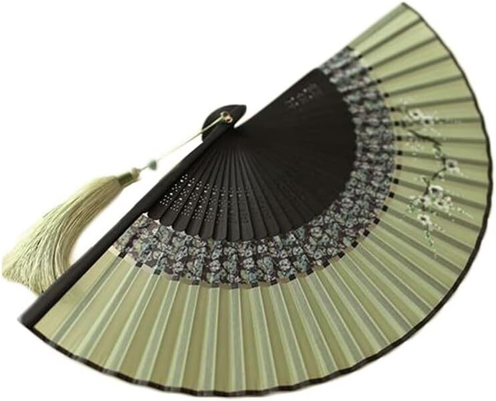 Abanico plegable de verano de 6 pulgadas con borlas, ventilador femenino portátil diario ((B, talla única)