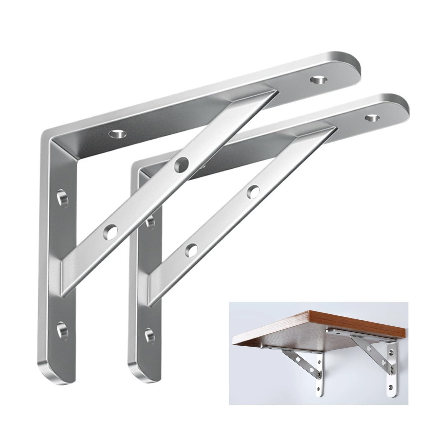 Paquete de 2 soportes de estante Heavy Duy riangle de 150500 mm, soporte de sellado de 4 mm, ideal para estanterías de pared, hogar y oficina, organización Srong & Design