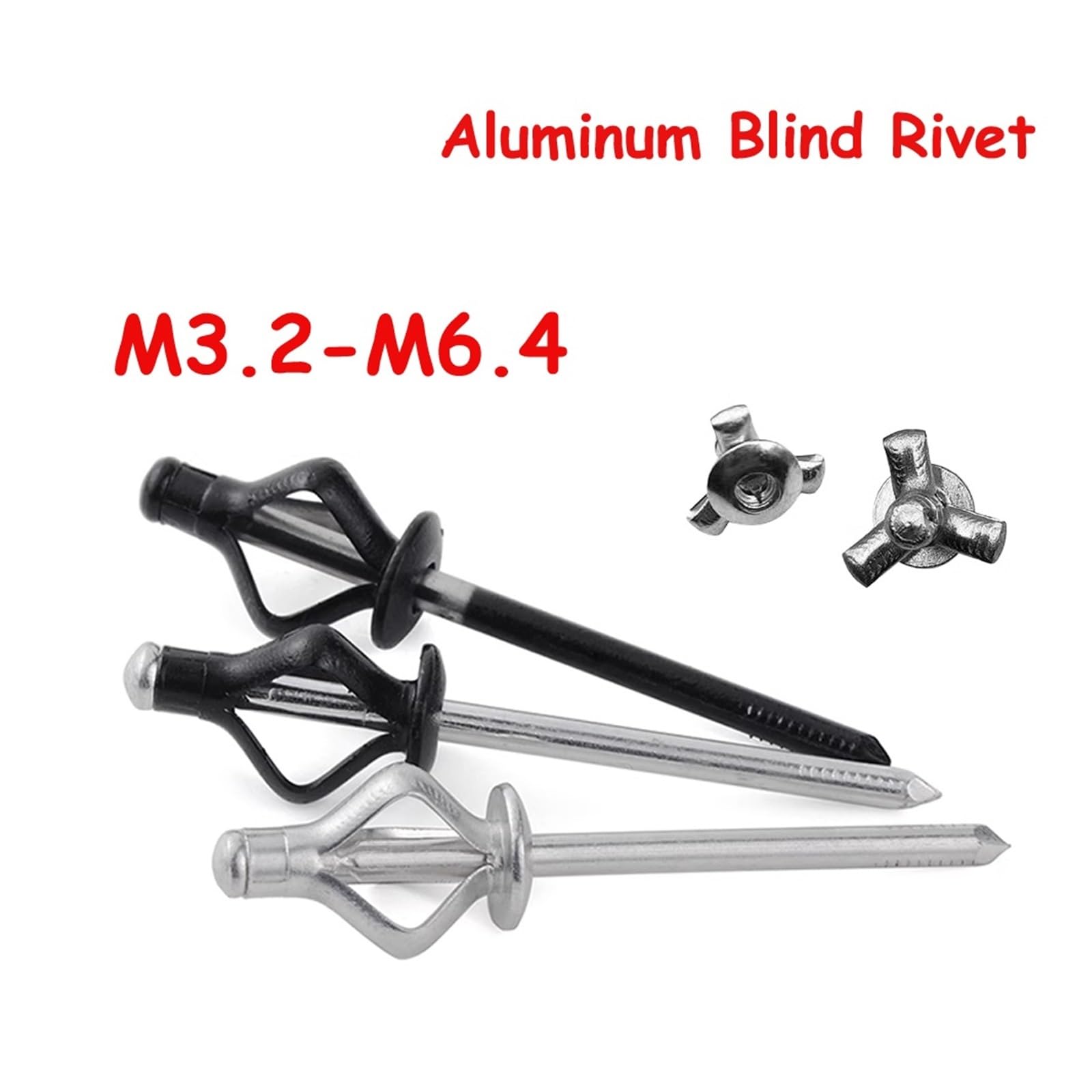 Rides creux en bronze. Rivets aveugles en aluminium à tête fraisée M3.2-M6.4 multicolores 620 pièces(M4.8 X 30 (20pcs),Full Black Aluminum)