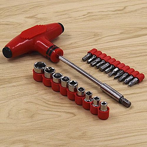 Generic 24pcs T Shape Screwdriver Set Batch Head Ratchet Pawl Socket Spanner Hand Tools