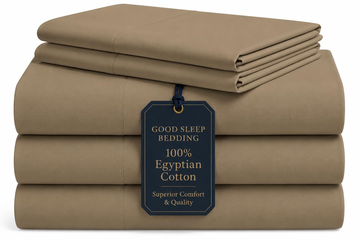 100% Egyptian Cotton Split King Sheets Sets for Adjustable Bed, Taupe