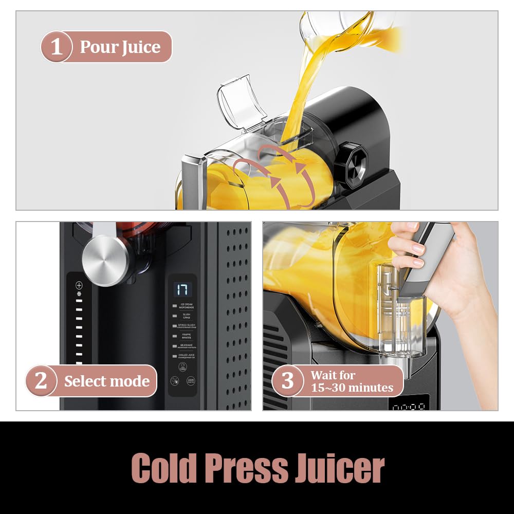 Macchina per Bevande Ghiacciate 1,6L,6 Funzioni, Macchina Ghiaccio Casa Produce Sorbetti, Frullati, Granite,cocktail ghiacciati, frappé, frullati e succhi ghiacciati e altro ancora