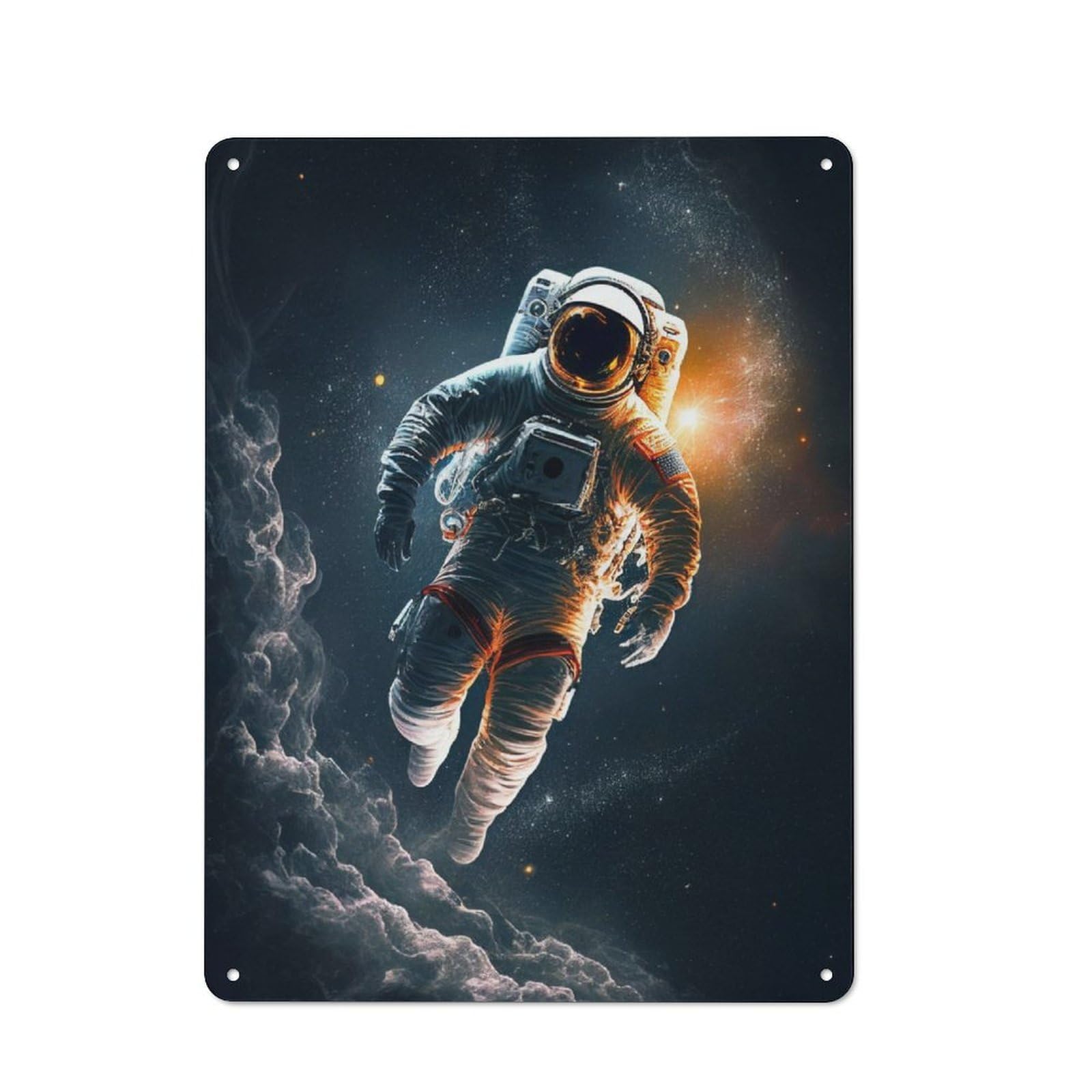 Junmoney Astronaut Floting In Space Tin Wall Plaque 40X30cm With For Living Room Or Hallway, For Garage, Workshop And Man Cave Decoration