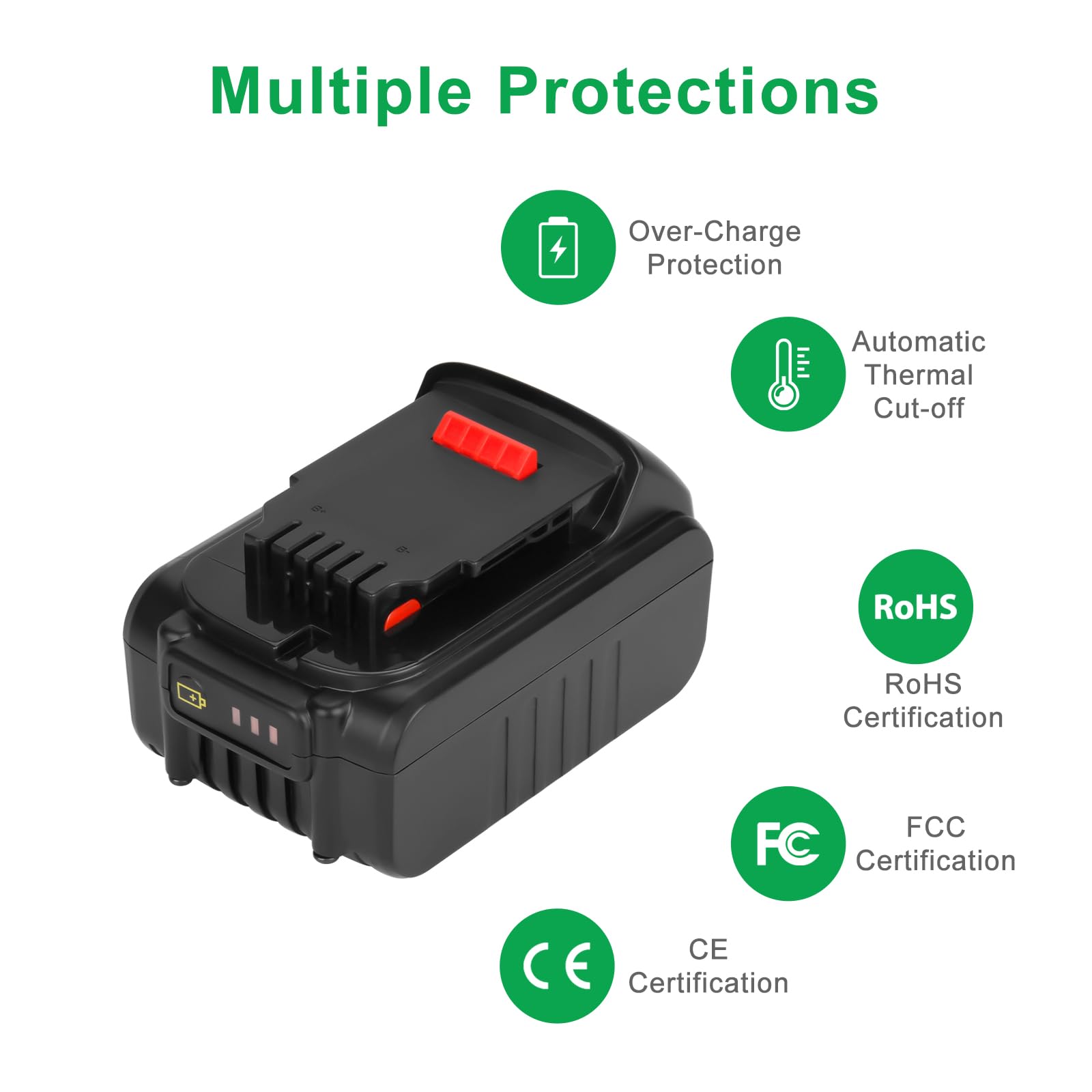 Batterie DCB184 18 V 5000 mAh pour Dewalt DCB180 DCB181 DCB200 DCB201 DCB184 DCB182 DCD740B DCG412B DCD780B DCD980L DCF885B DCS331B DCS331B DCS331B 31L1 DCS331L2 DCS331N DCS393