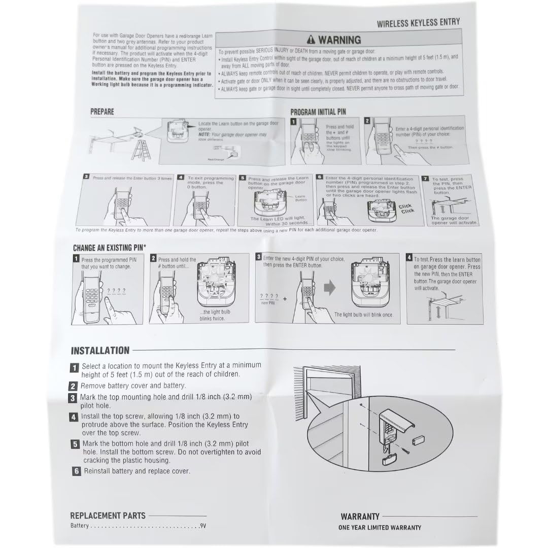 977LM 976LM 950D 956D 139.53754 Clavier sans fil universel de remplacement pour ouvre-porte de garage Liftmaster/Chamberlain/Sears Craftsman
