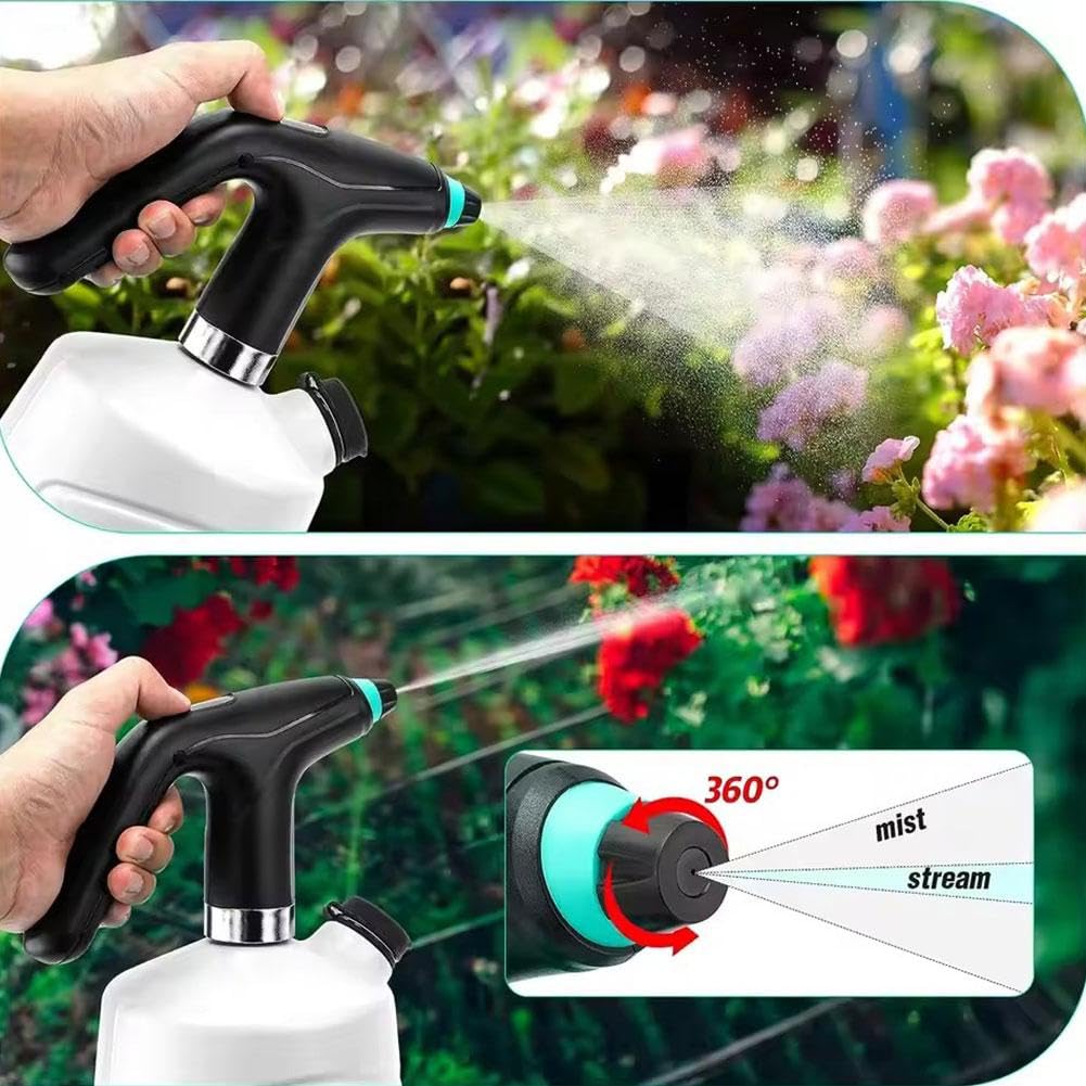 Spruzzatore elettrico, flacone spray automatico di grande capacità da 2 l, con tubo di prolunga e batteria a lunga durata, annaffiatoio portatile per giardinaggio, irrigazione piante, pulizia auto e