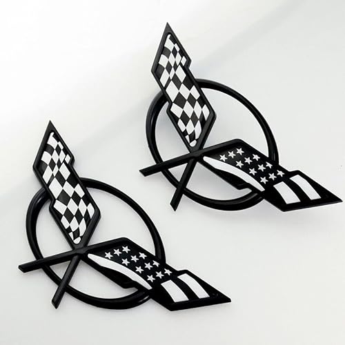 2 piezas (par) banderas cruzadas delanteras y traseras, emblemas de automóvil insignia 3D de repuesto para Corvette C5 19207384 19207385 (bandera de