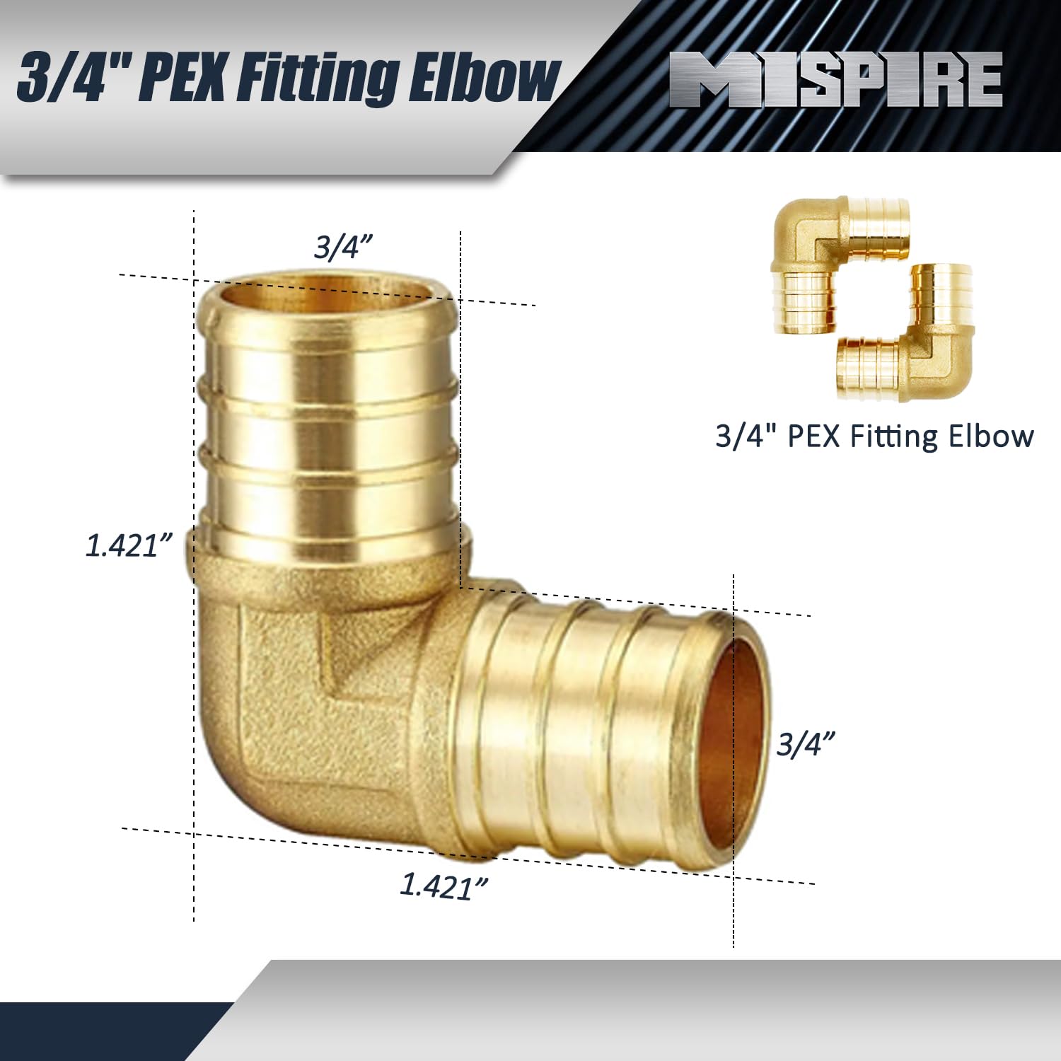 Accesorios PEX de 3/4 pulgadas, 36 piezas, 12 acoplamientos, 12 codos de 90 grados y 12 piezas en T PEX, combo de accesorios de tubería PEX de latón, sin plomo para líneas de agua PEX,