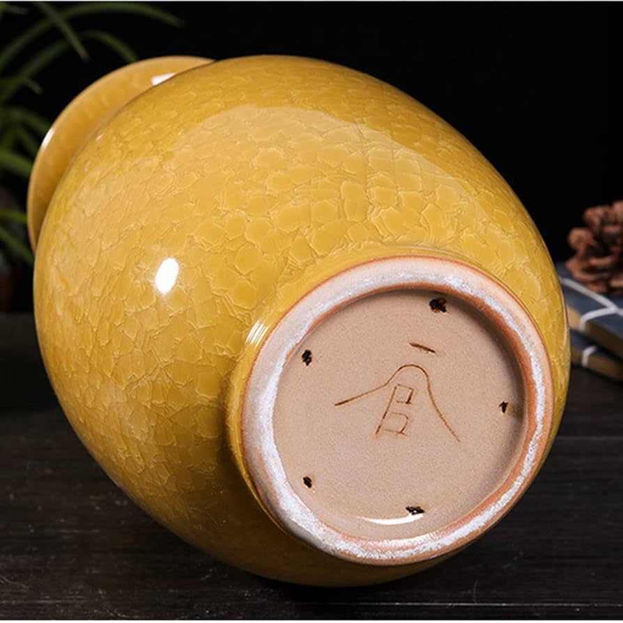 ひび割れ釉の黄色い花瓶 Amazon.co.jp: 中国製 黄色 ひび割れ 釉薬 翡翠 ピース カラー