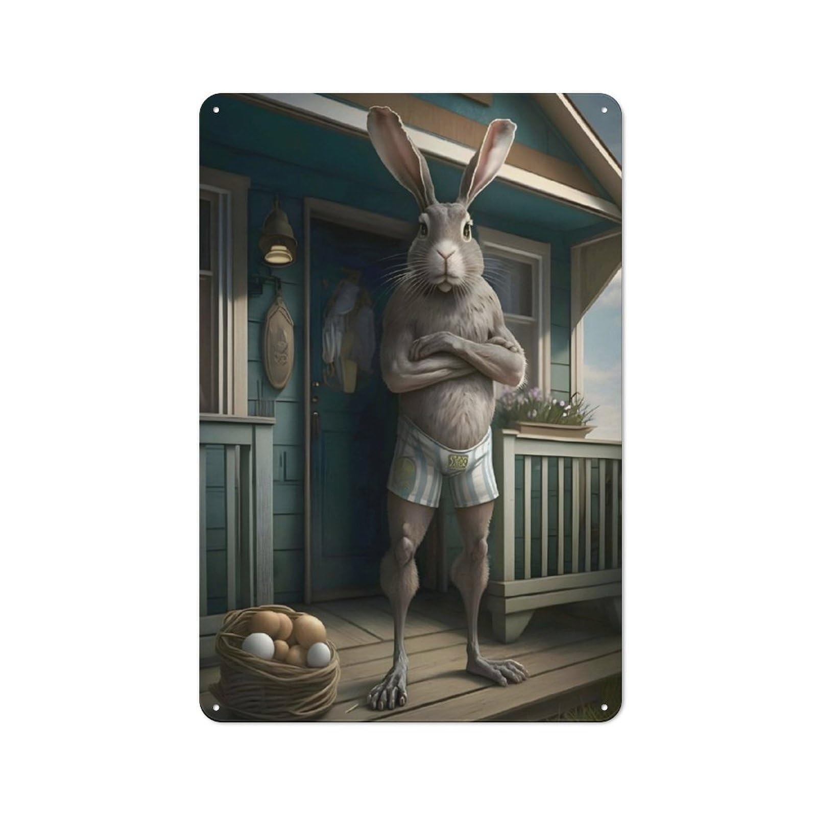 Rabbit Vintage Metal Wall Decor 30x20cm, Garage Metal Sign for Garage, Workshop, Shed Or Utility Room