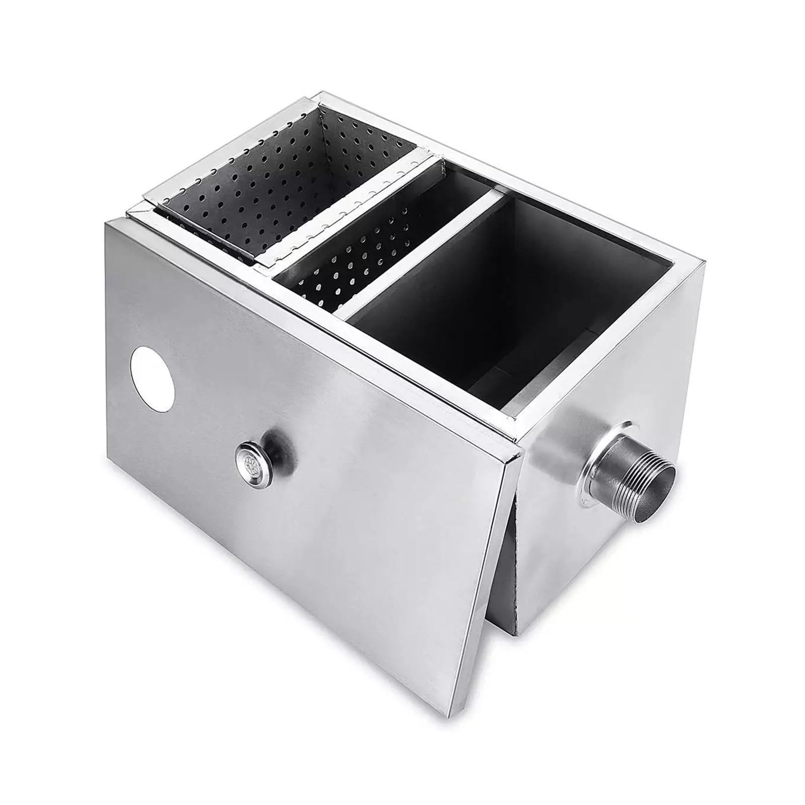 Commercial Grease Trap, 350X200X200mm Stainless Steel Grease Trap Interceptor For Restaurant Kitchen Commercial Grease Interceptor Trap Side Inlet With Dual Water Outlet,for Restaurant Coffee Shop Ho