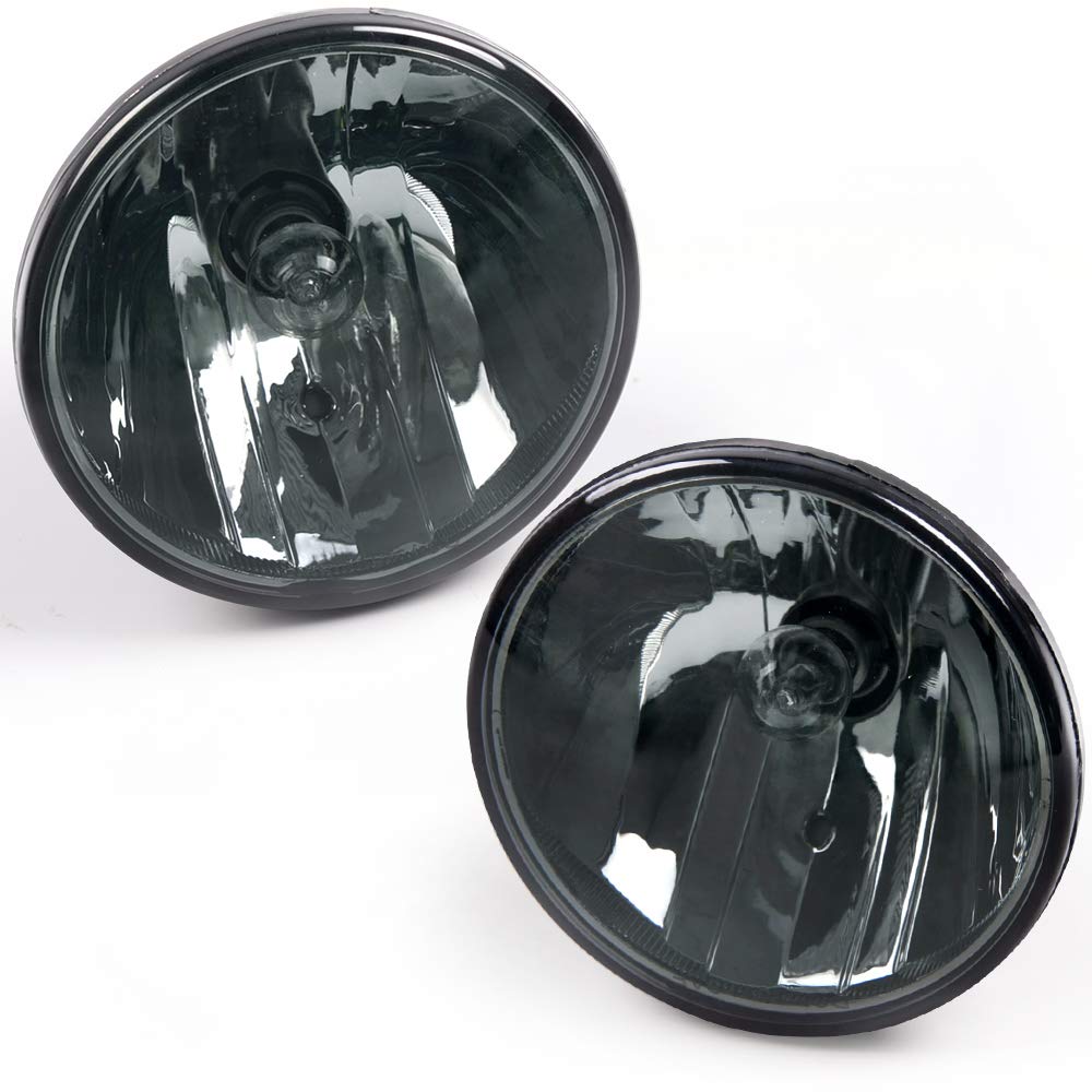CNNELL Fog Lights w/Bulb Compatible with 2007-2013 Chevy Avalanche, 2007-2014 Chevy Suburban Tahoe, 10-13 Chevy Camaro, 07-14 GMC Yukon, 07-12 GMC Acadia, 08-10 Ford Explorer, Smoky lens
