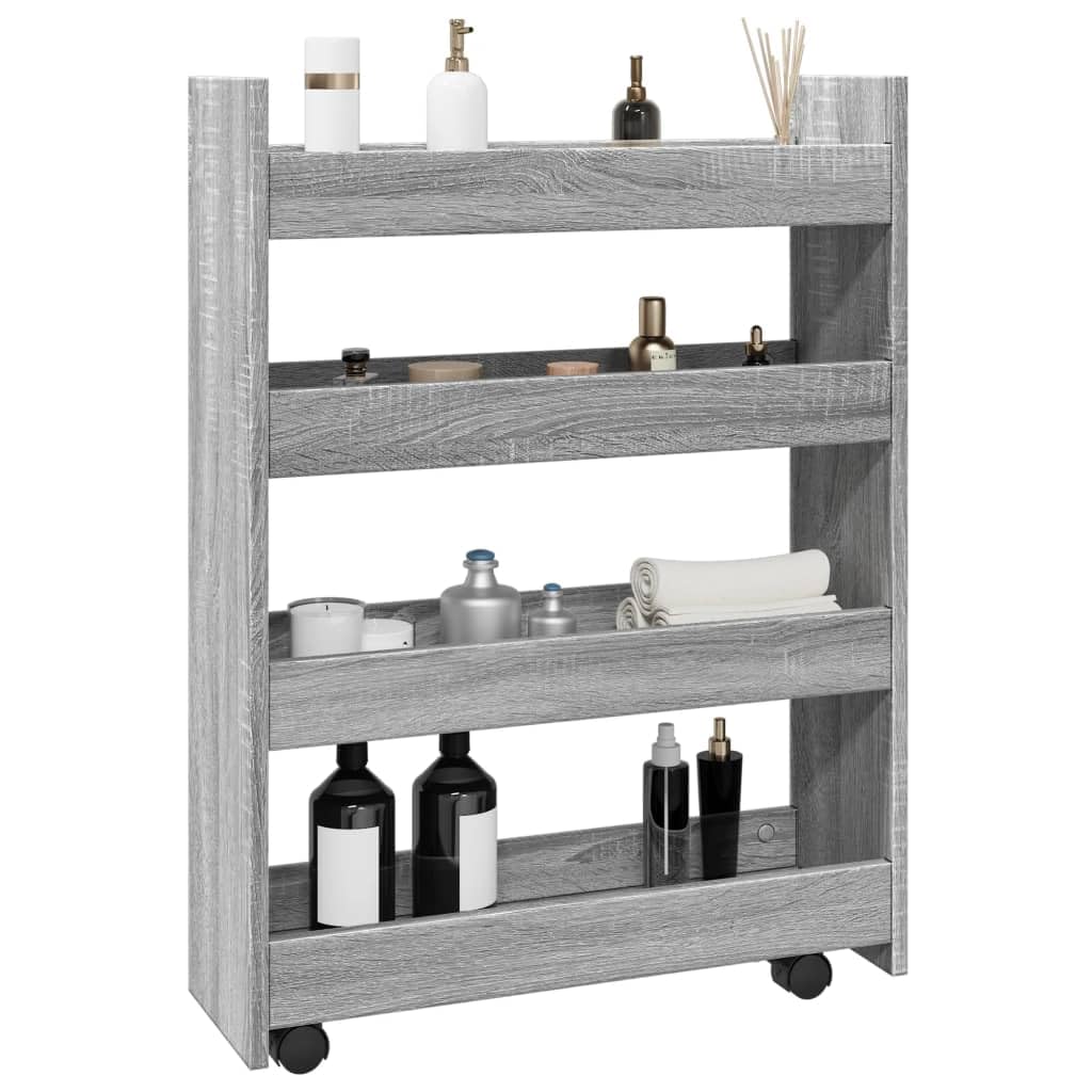 Meble Przedmiot dom Wąski wózek do przechowywania 4-poziomowy szary Sonoma Engineered Wood-Furniture