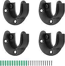4 Pièces Support Penderie Armoire, CHSEROK Support Tringle Metal, Support Tringle Penderie 25mm avec Vis et Tube D'expansion (Noir)