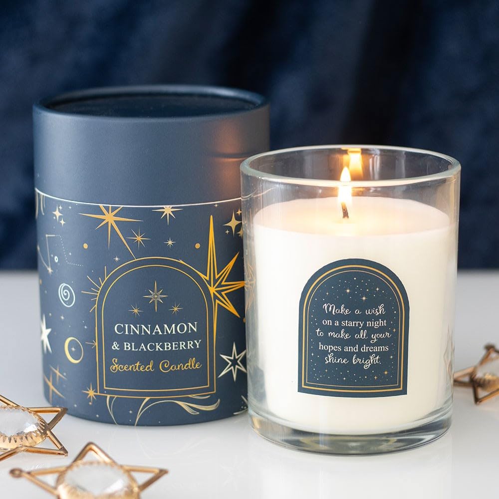 Something Different Wholesale Navy Blue Starry Night Candle | Cinnamon & Blackberry Scented Jar Candle | 48-Hour Burn | Celestial Christmas Decor