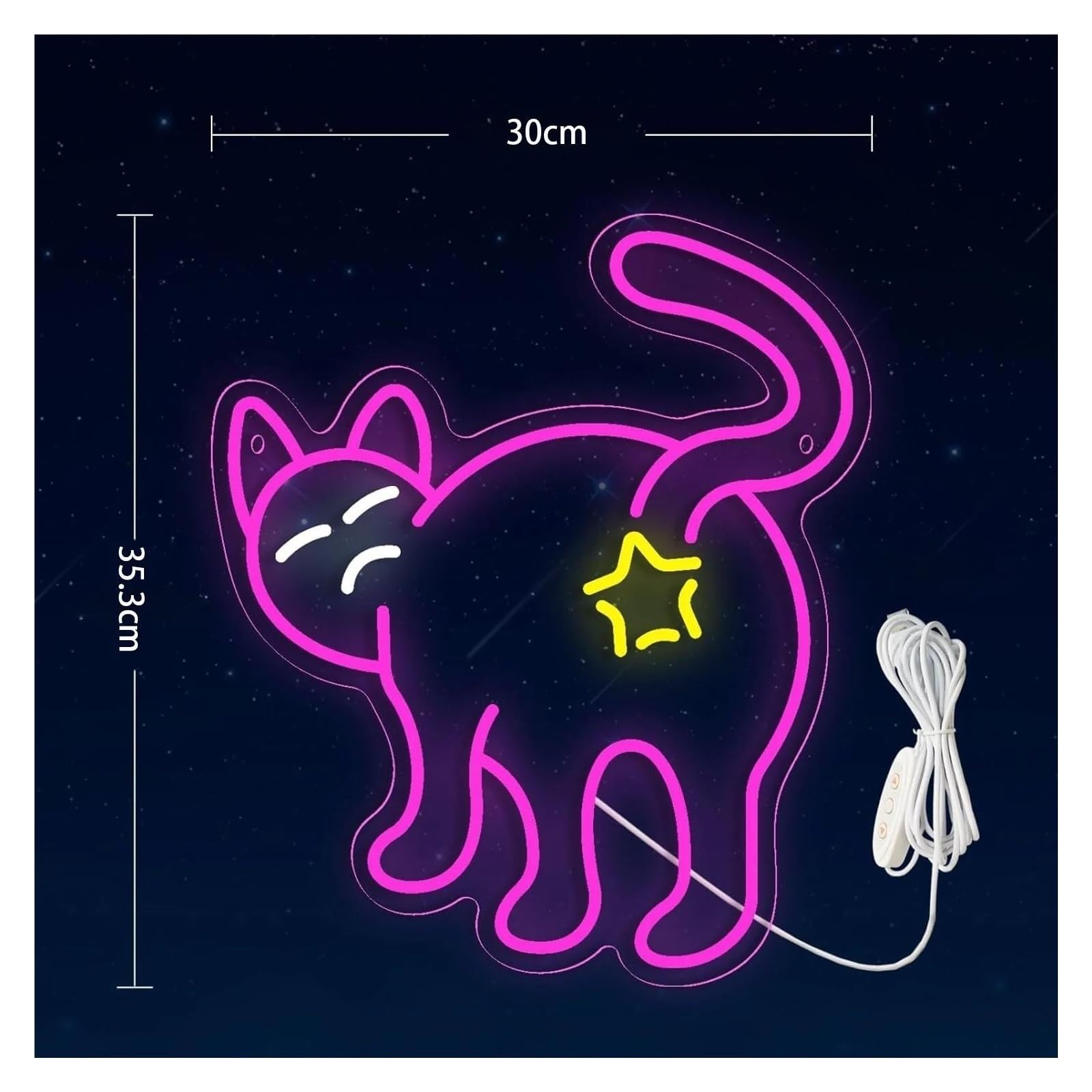 Insegna luminosa al neon Gatto per insegna al per neon Luce LED dimmerabile alimentata tramite per USB