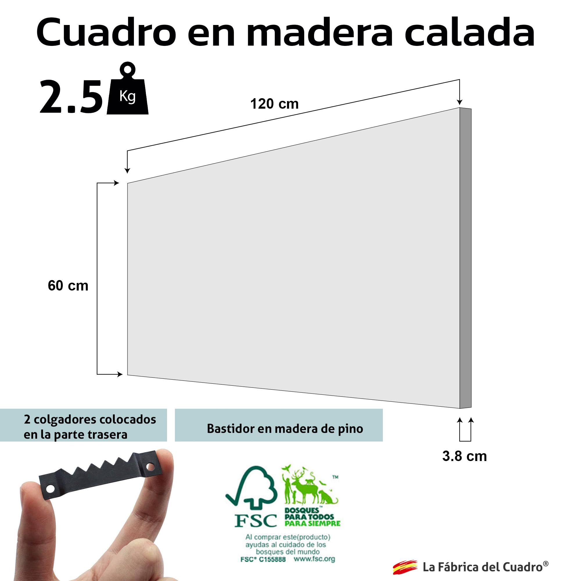 Cuadro Mandala de Pared Calada, Fabricado Artesanalmente en España - Decorado a Mano - Cuadro Decoración (60x120 cm, 154 blanco envejecido)