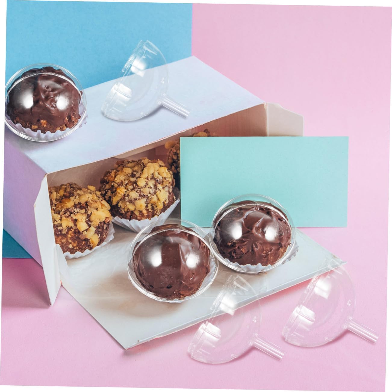50pcs Chocolate Truffle Holders Candy Cups with Lid Candy Wrappers for Valentine’s Day Flower Bouquet Packaging and Decoration