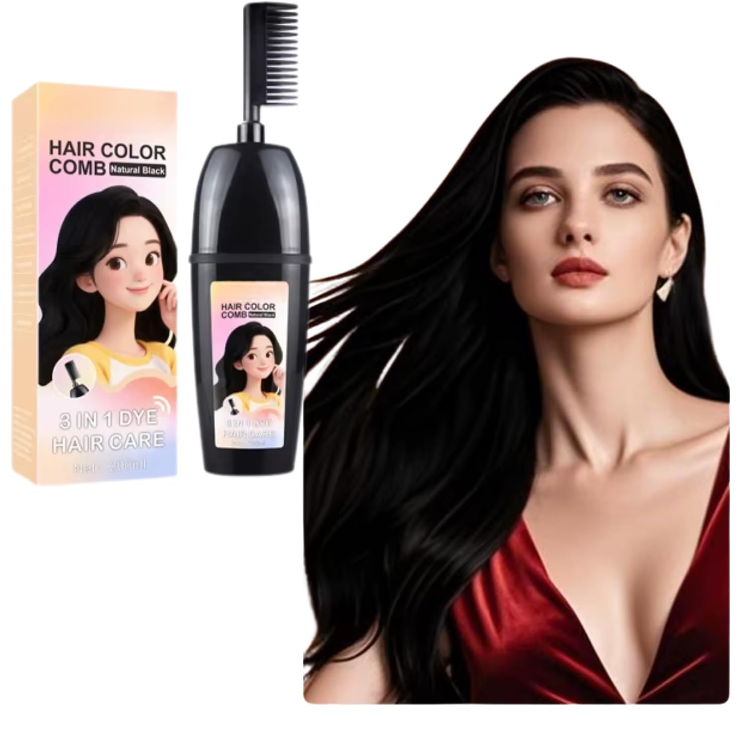 2-in-1 hair colour comb bottle applicator refillable hair dye dispensing bottle with built-in comb, even colour application, grey hair coverage, salon-style results at home