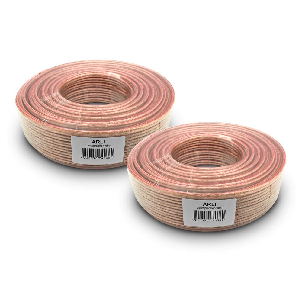 ARLI 200m (2 x 100m) Lautsprecherkabel transparent – 2x4 mm² CCA flexibel + Metermarkierung für HiFi Surround Auto Boxen 2 x 4 Lautsprecher Kabel