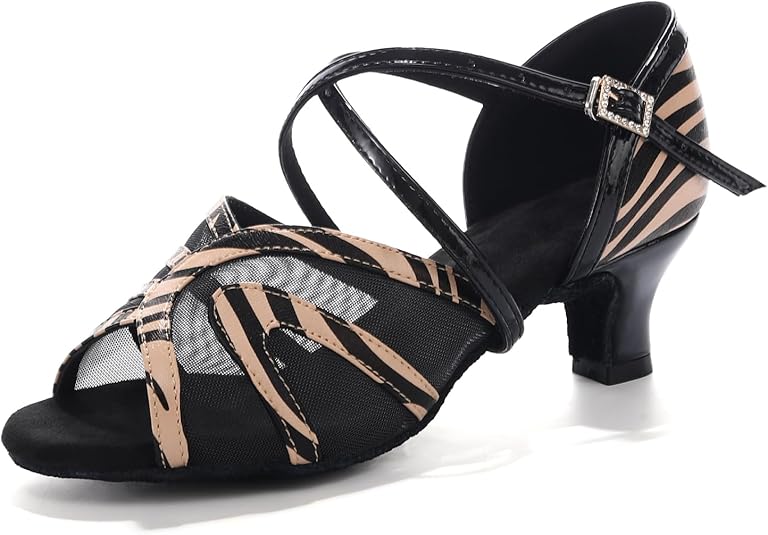 Uonpie Latin Ballroom Dansschoenen voor Vrouwen 5cm Hak Danspraktijk, Beige,38.5 EU