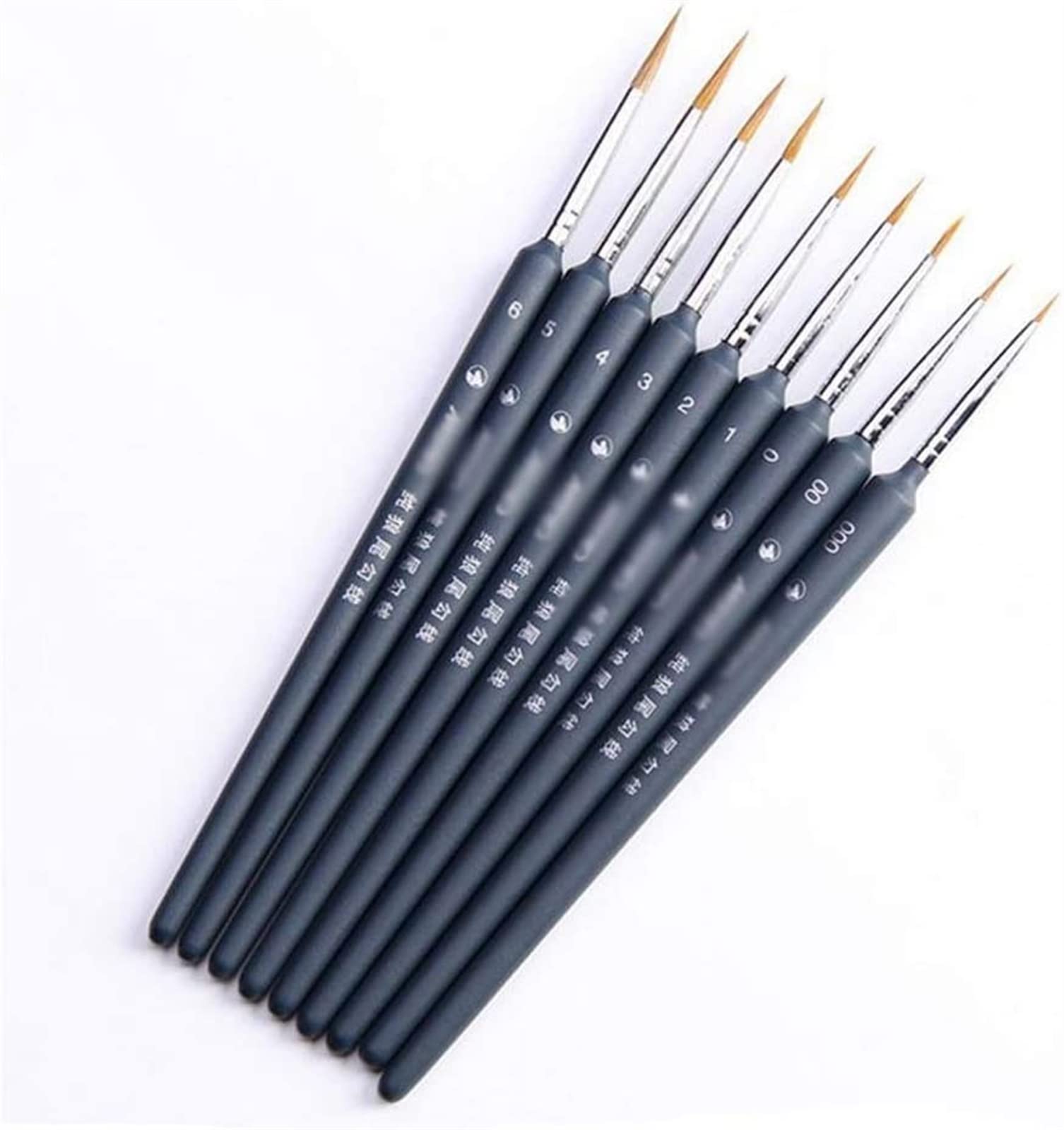 Juego de Pinceles de Pintura en Miniatura de 10 Uds., Pincel de Nailon Profesional, Pintura acrílica, Pluma de línea de Gancho Fino, Suministros de Arte Pintados a Mano