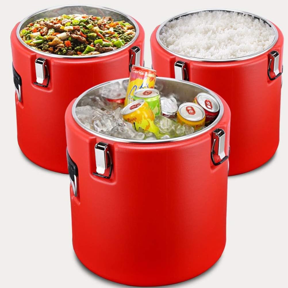 Recipiente aislado de acero inoxidable para comidas calientes y frías, lonchera de gran capacidad de 20 litros para preparación de comidas, camping, trabajo