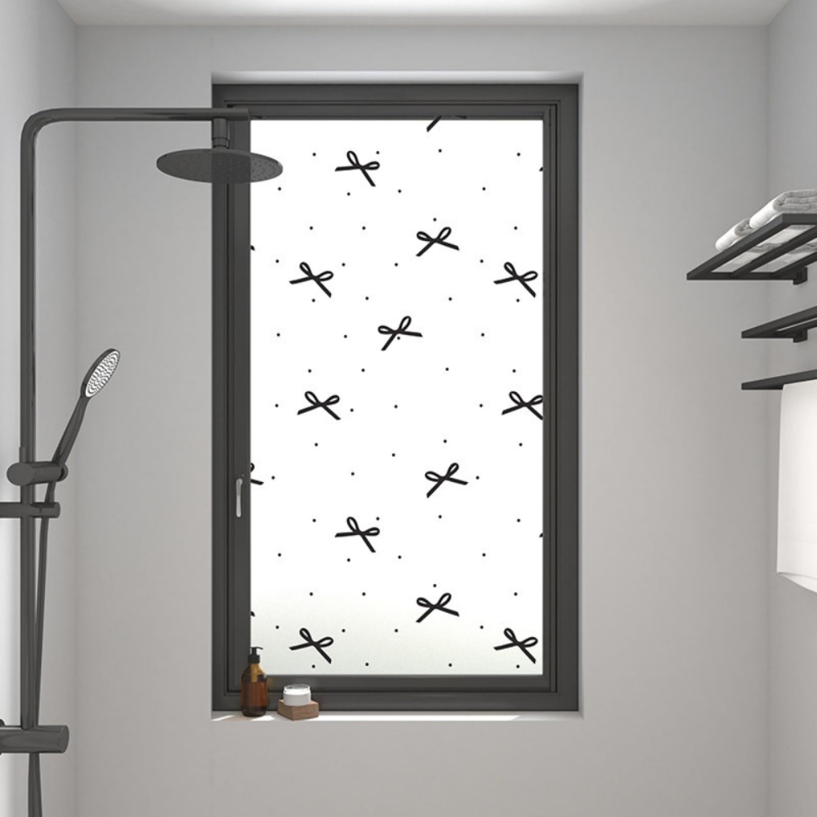 Vinilo Adhesivo Cristal Decorativo Lazo Negro Vinilos para Cristales Privacidad Estatico Anti UV Reutilizable para Oficina Dormitorio Sala de Estar Vinilo para Ventanas