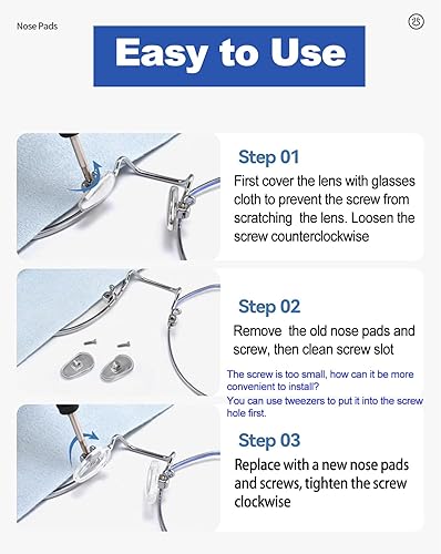 Miniatura 6 de Almohadillas para la nariz para anteojos con agarre, 5 pares de lentes de cámara de aire de silicona suave, kit de repuesto de almohadillas de nariz