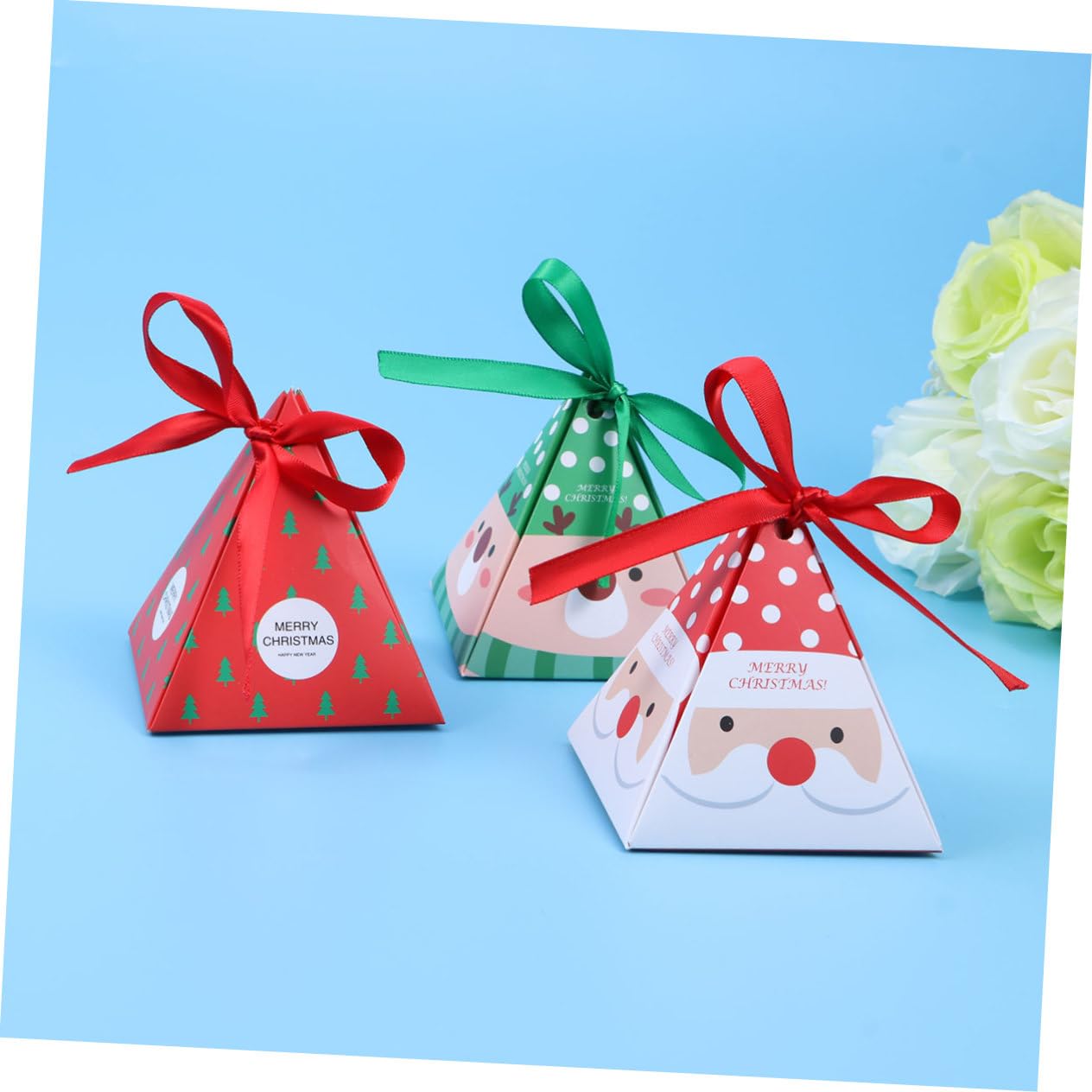 Abaodam 30 Pezzi Scatole di Carta Natalizie per Dolcetti Nastro, Design Classico Elegante, per Regali e Bomboniere a Tema Natale