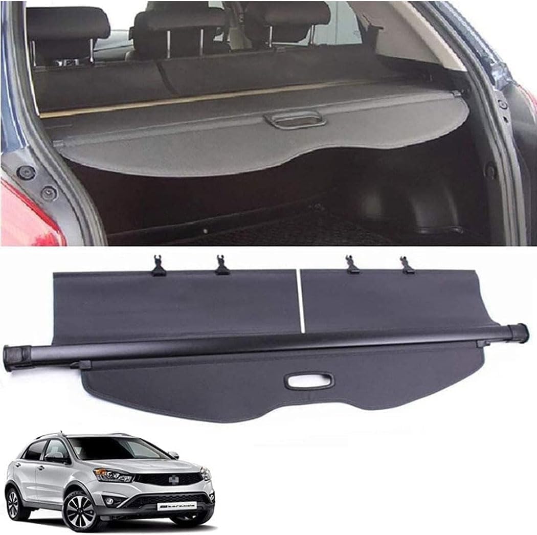 WeiYH Car Retractable Rear Trunk Parcel Shelf for SsangYong Korando 2011-2019, Rear Boot Cargo Cover Curtain Shield, boot load luggage cover blind