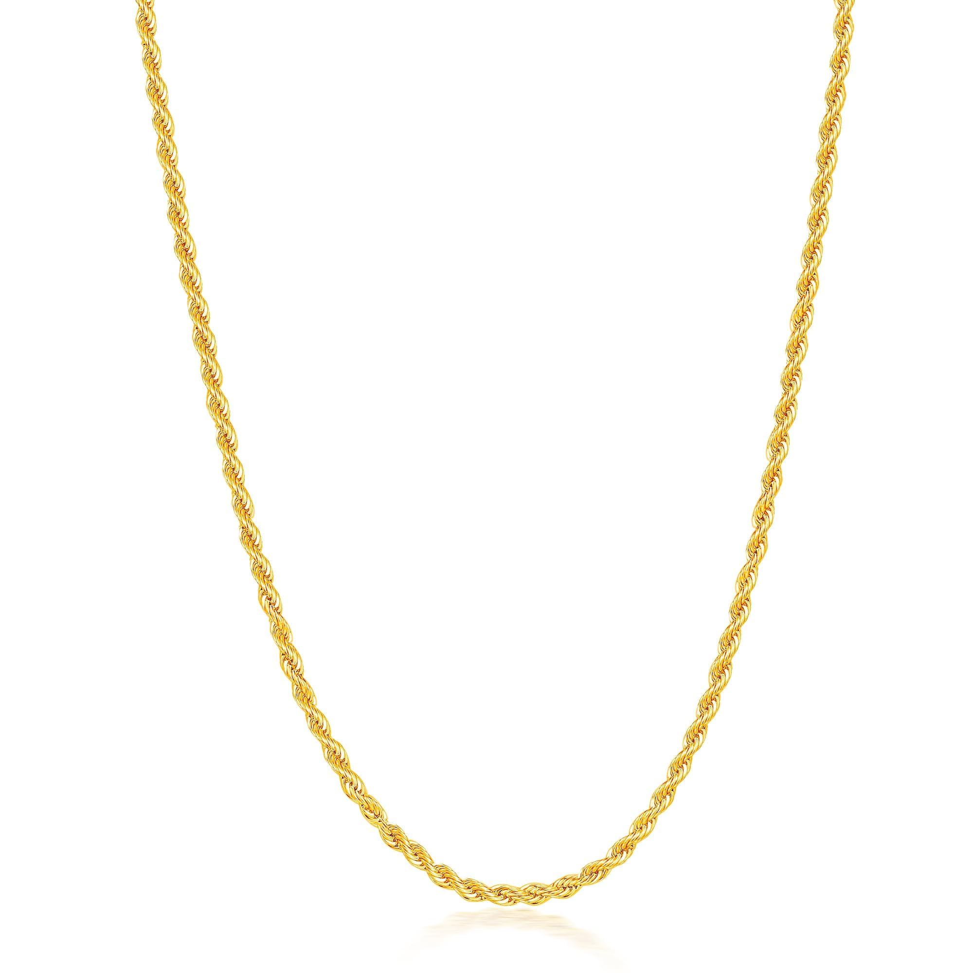 Gold Plated Rope Chain for Men, 18K Gold Plated Mens Chain Necklace, Stainless Steel Chain Necklacefor Men and Women