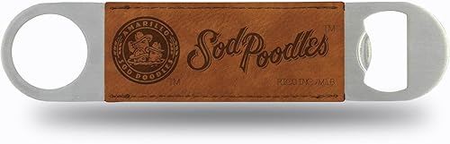 Rico Industries MiLB Baseball Amarillo Sod Poodles Brown Faux Leather Grabado con láser - Gran accesorio para bebidas para el día del juego