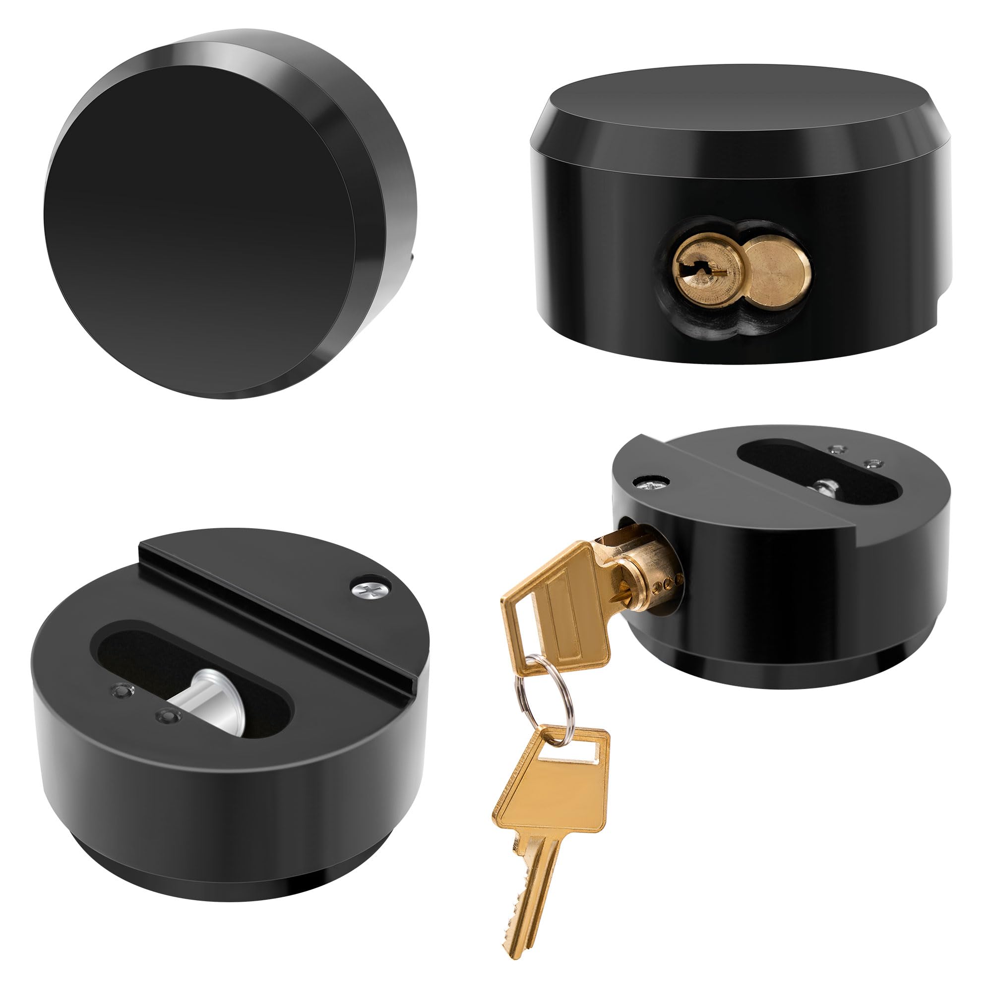 Lot de 4 cadenas à manille cachés robustes avec clés identiques pour remorque avec serrure élargie pour camionnettes, noir