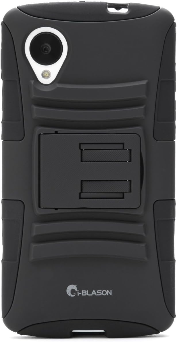 Nexus 5 Case, i-Blason Google Nexus 5 Smart Phone by LG Prime Series Dual Layer Holster Case with Kickstand and Locking Belt Swivel Clip for Nexus 5 (Black)
