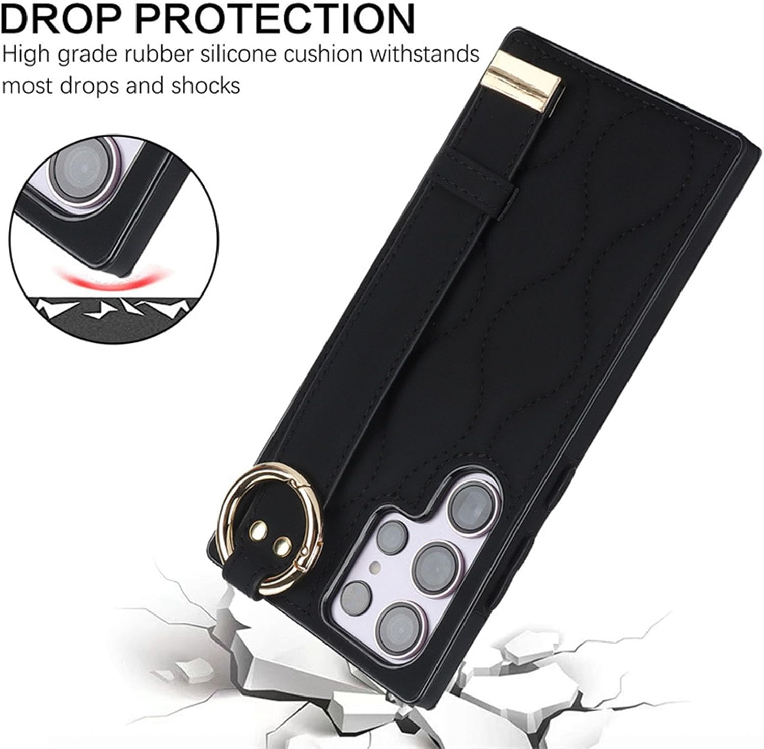 High-end Case for Samsung Galaxy S26/S26 Plus/S26 Ultra, Wristband with Hanging Ring Slim Shell, Artistic Lines Leather Cover(Orange,S26)