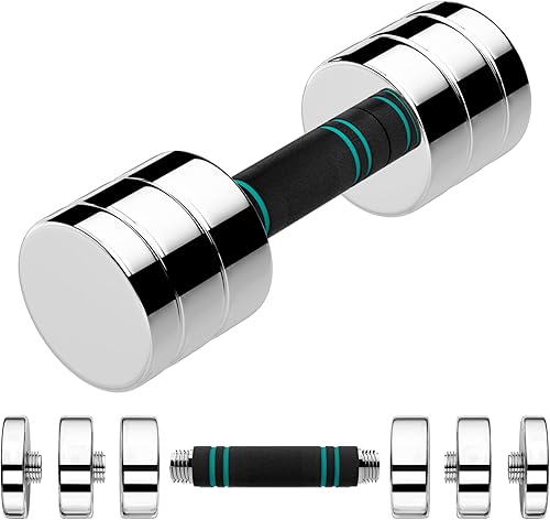 LIFERUN Single Steel Adjustable Dumbbell, 51015lb Free Weight Single Dumbbell, Non-Slip and Comfortable Foam Handle, Adjustable Single Dumbbell for