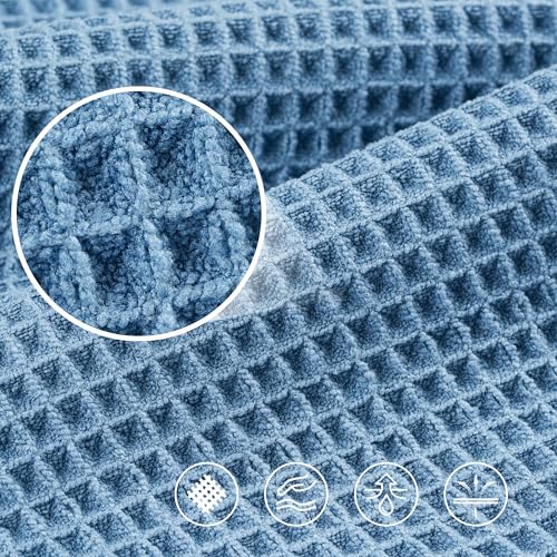 Image of POLYTE 430 GSM Microfiber Oversize Quick Dry Lint Free Bath Towel, 60 x 30 in, 4 Pack (Waffle Weave)