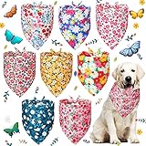 8 Pieces Dog Bandanas Flower Print Reversible Triangle Bibs Puppy Scarf Accessories for Dogs Cats...